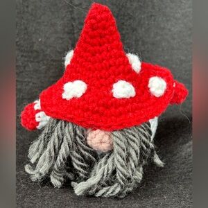 Handmade Crochet Red Mushroom Gnome Plush